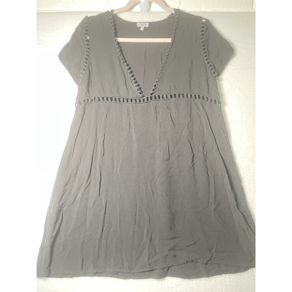 Tobi Beach Lg Cover Up Dress Womens Large Black V Neck Resort Summer Swimwear
